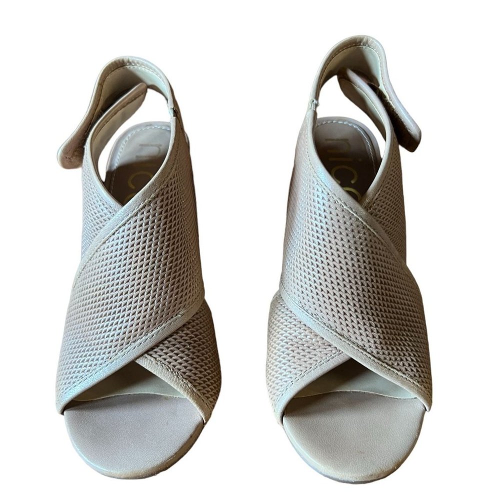 Nicole Shoes Womens Size 6.5M Beige Block Heel Peep Toe - Picture 3 of 8